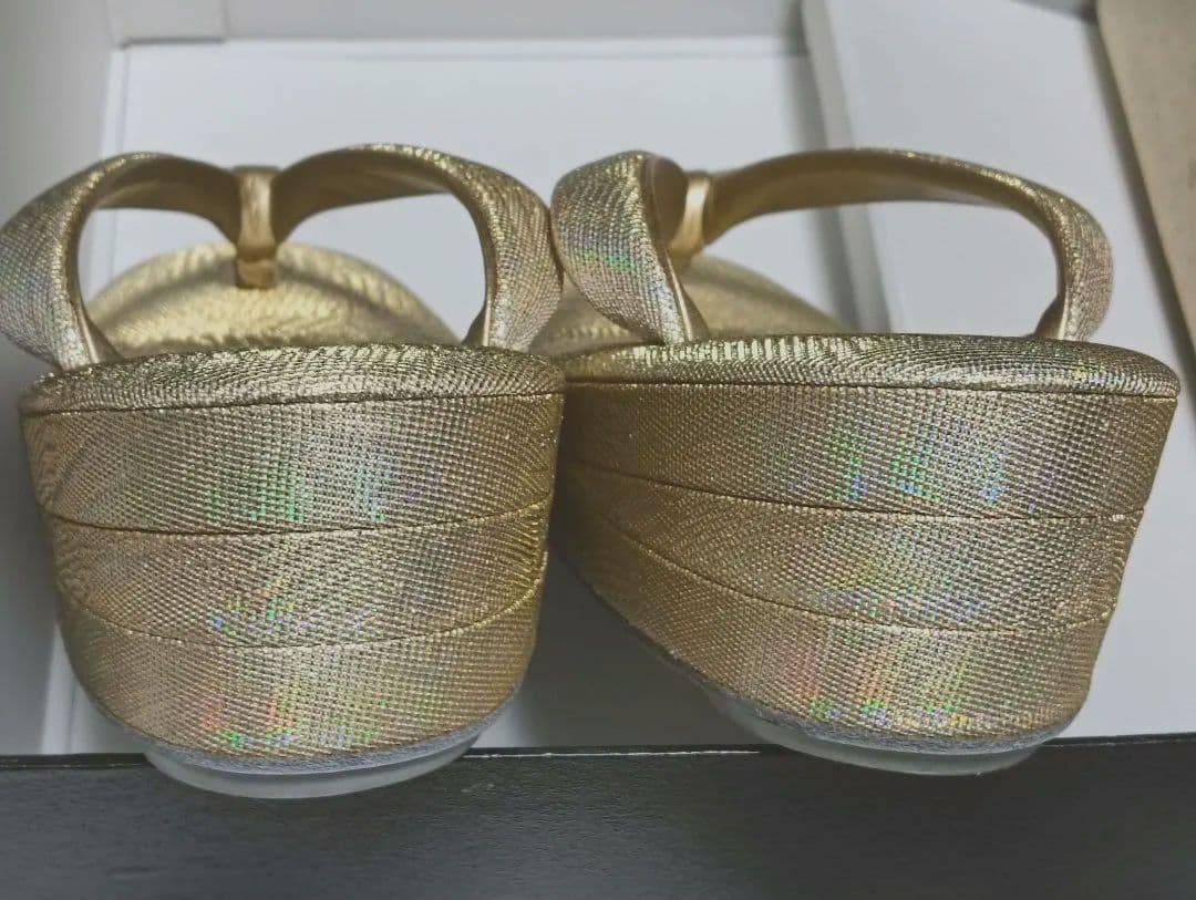 キンワシ印　草履バッグセット　ゴールド　レインボー　着物　和装　和服