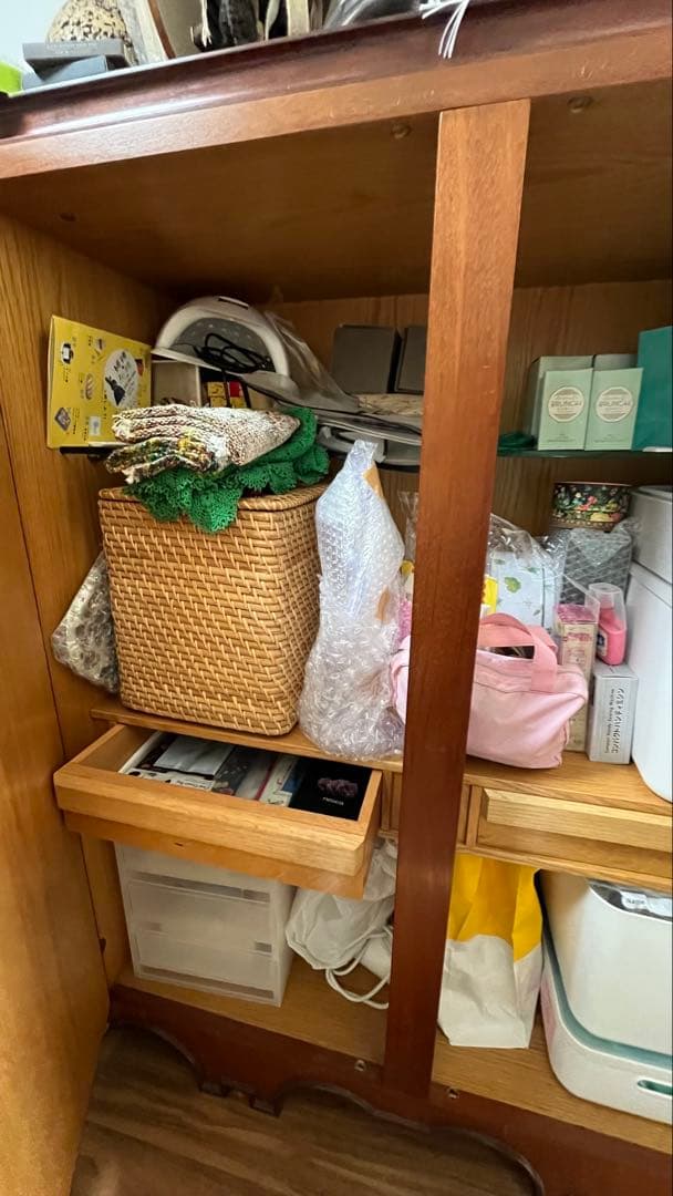 アンティーク 花象嵌 キャビネット タンス 木製