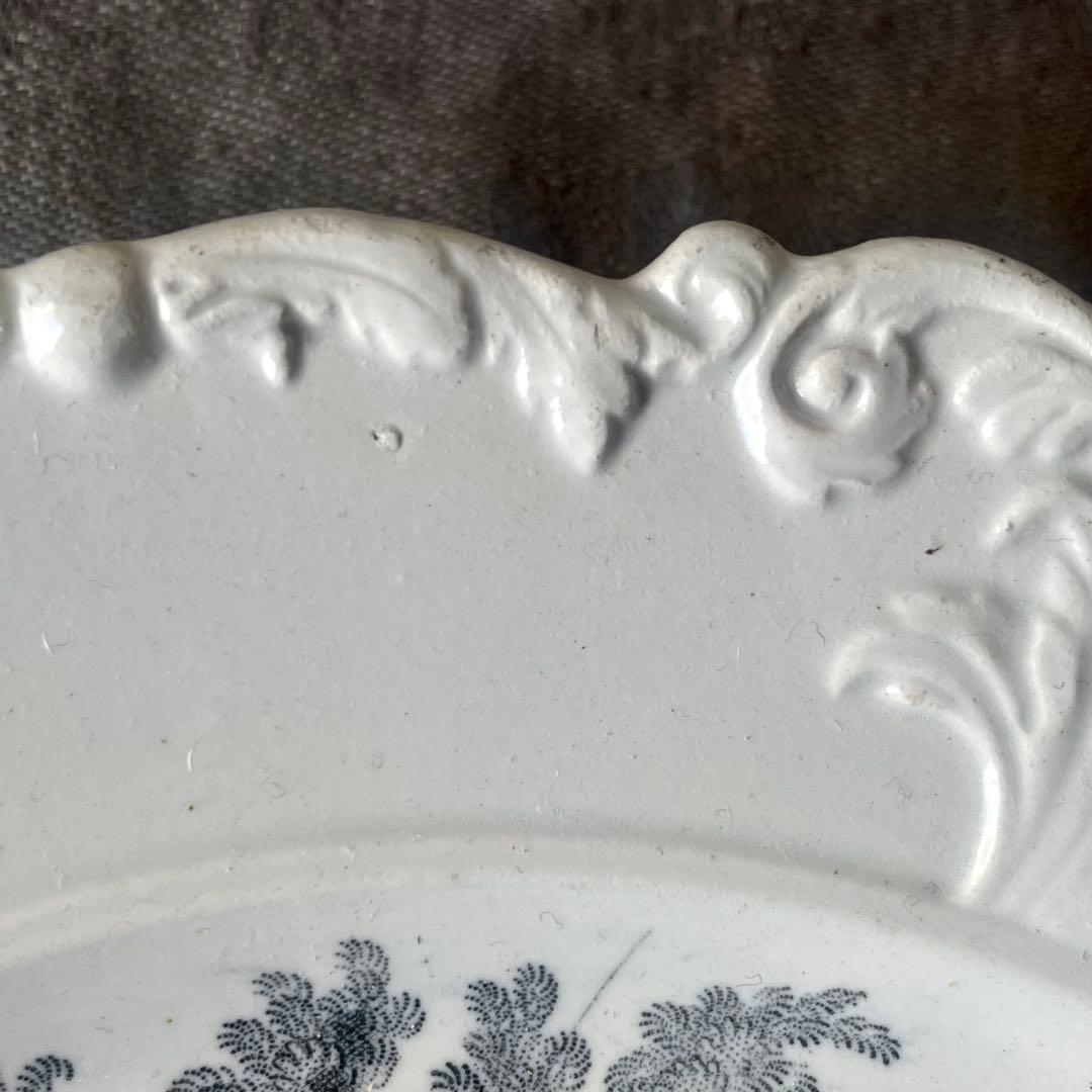 ボルドー　レリーフグリザイユプレート　フランスアンティーク　ロココ　城