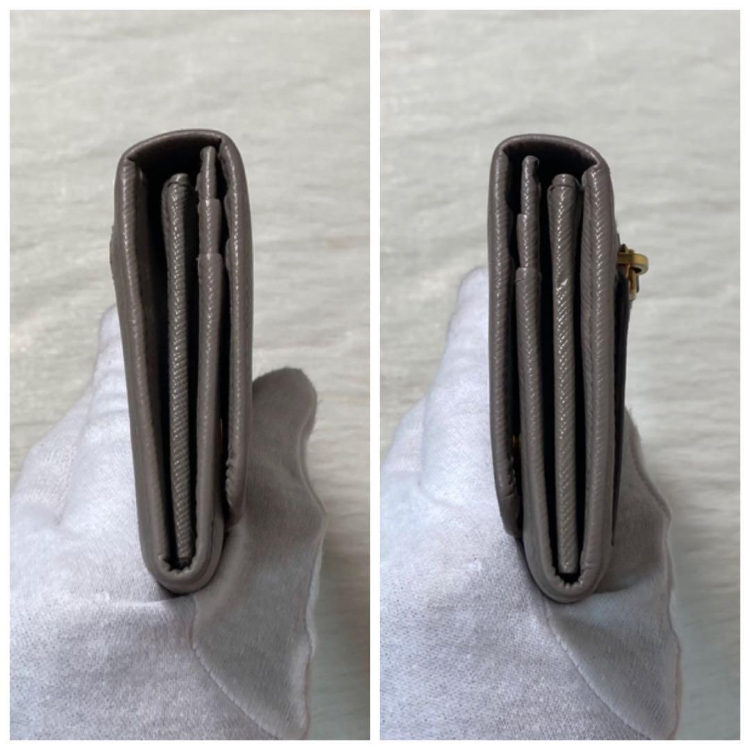 早い者勝ち　PRADA プラダ　二つ折り　長財布　グレー　ベージュ　即完売