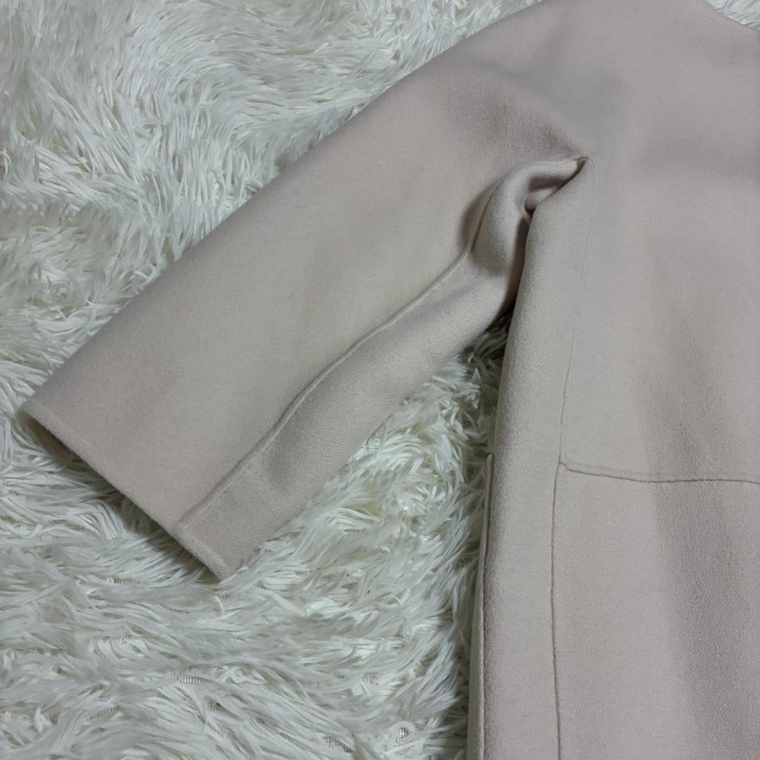 【美品】MaxMaraマックスマーラ　ダブルフェイス　ノーカラー　ビジューコート