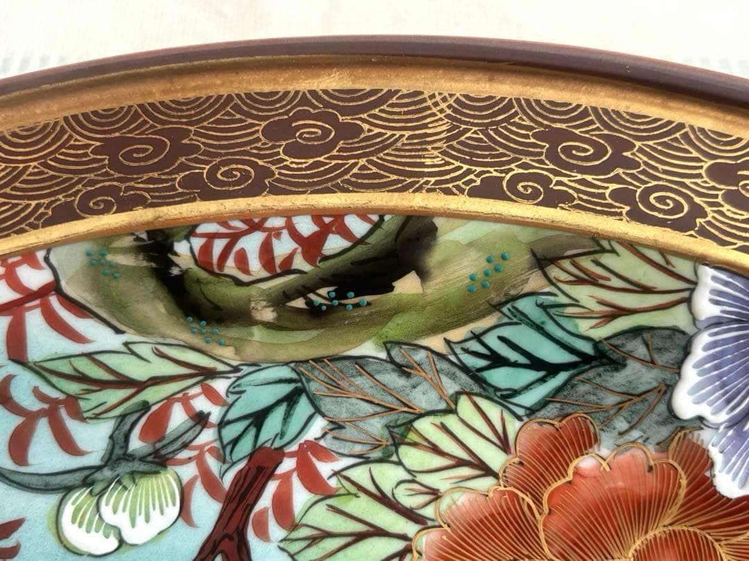 SALE✩.*˚九谷焼 光山窯 花鳥柄 大皿 絵皿