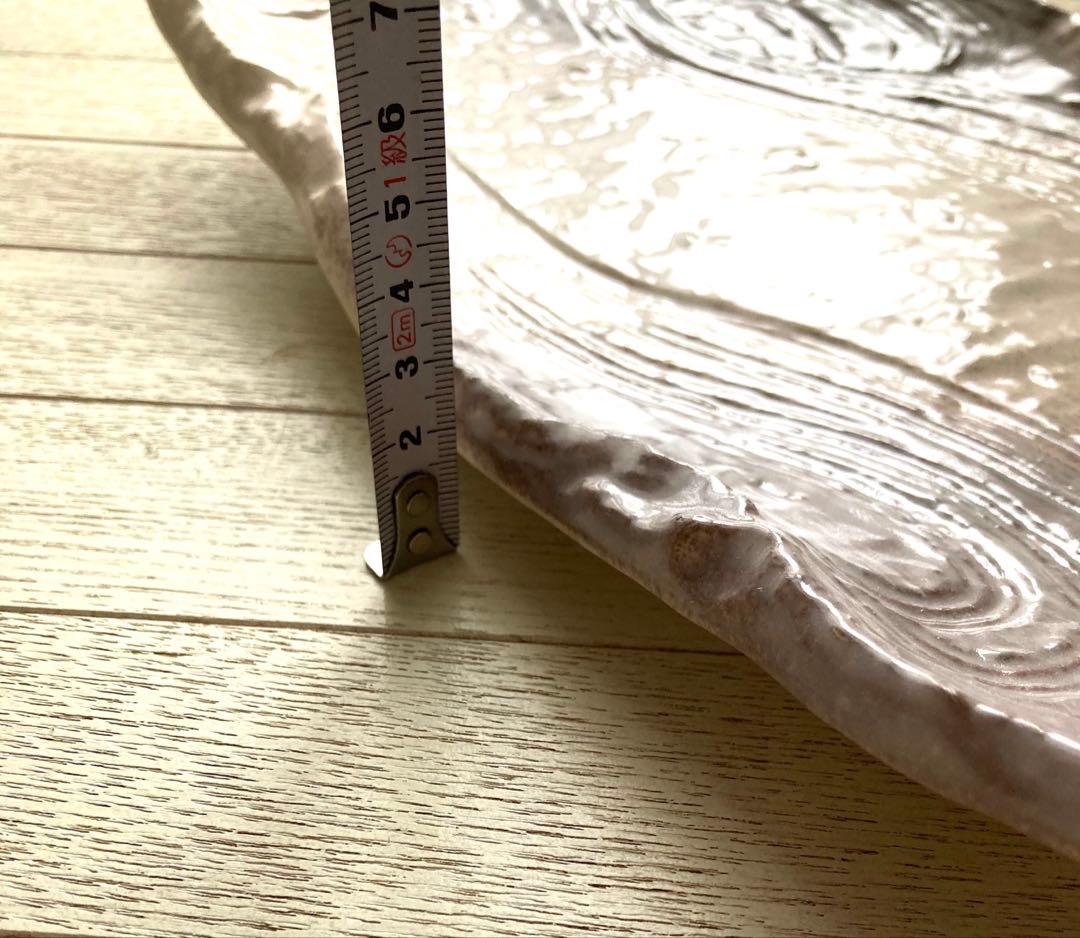 万古焼　志野脚付き長角皿　大皿　一点物　新品未使用品　白　渋い和食器