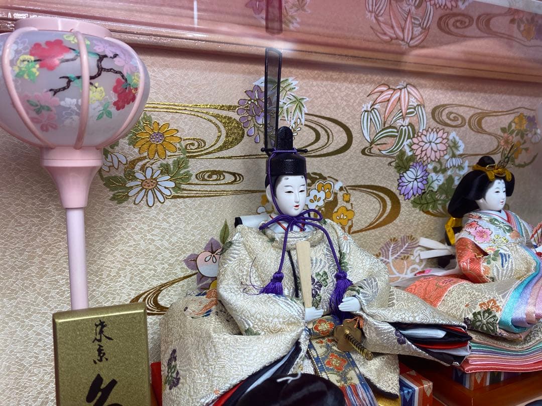 東京久月　雛人形アクリルケース入り五人飾り・間口約５８×奥行約３１×高さ約３８㎝