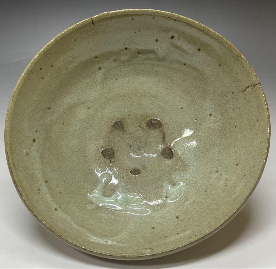 李朝　平鉢　高麗茶碗　鶏龍山　合箱(四方桟) 　d9443a