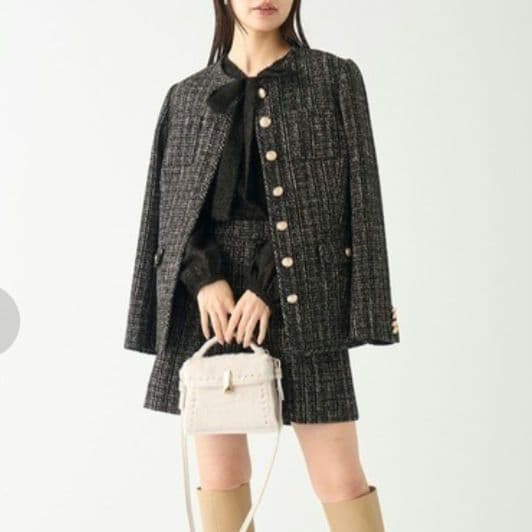 極美品 セルフォード 24AW パイピングツイードジャケット 38 ブラック