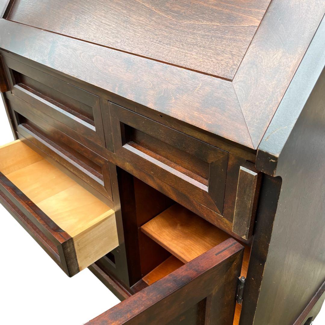 ●北海道民芸家具 ライティングビューロ 書斎 机 収納 和モダン 和家具 樺材