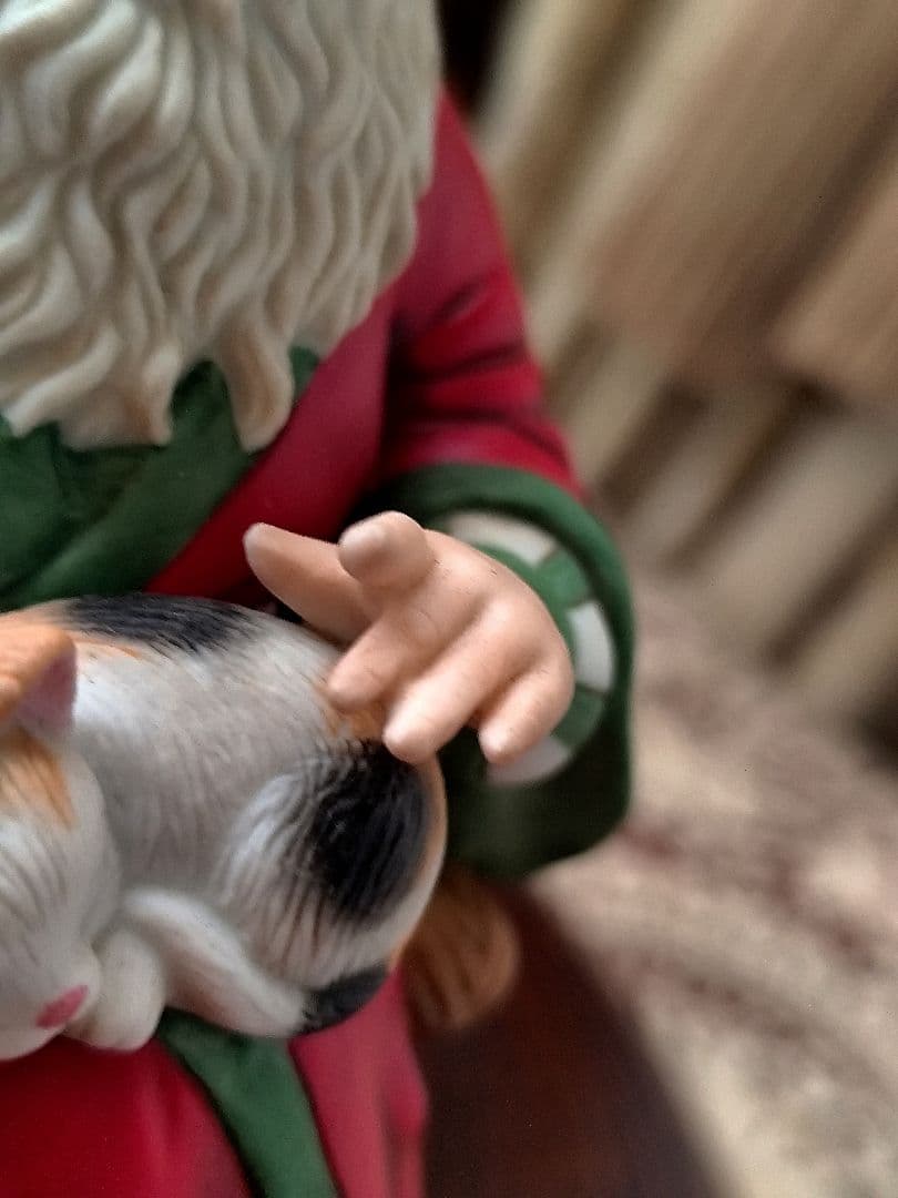 サンタクロース フィギュア 陶器　人形 瀬戸焼　猫　椅子　ロッキングチェア