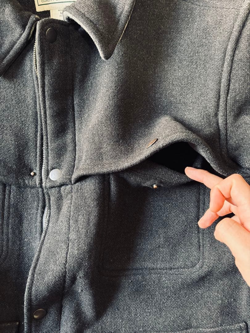 t*t様 L.L.Bean ウールジャケット チェック裏地 ダークグレー　ハーフ