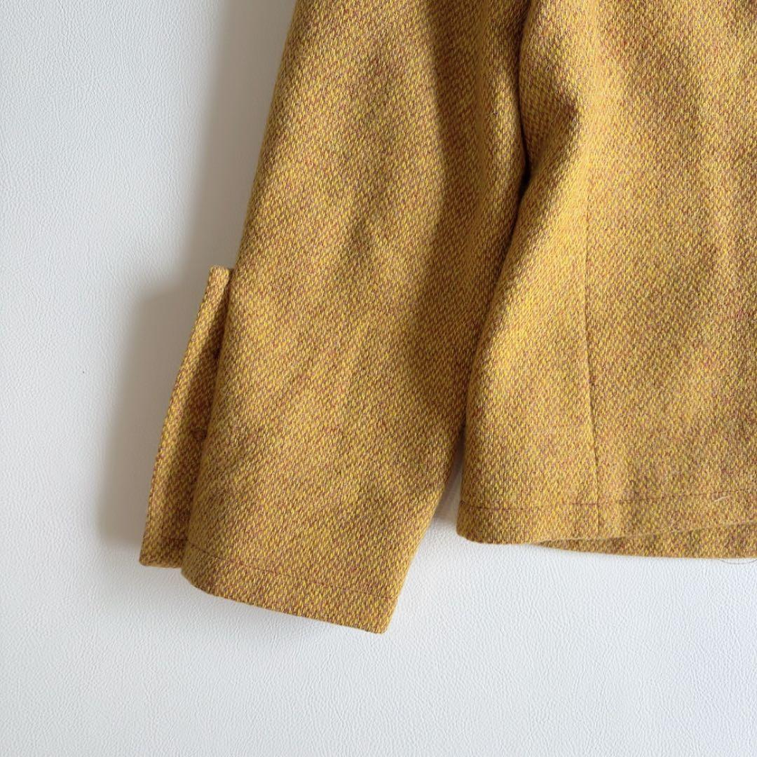 イヴサンローラン　ノーカラーツイードジャケット　木製ボタン　ウール　ヴィンテージ