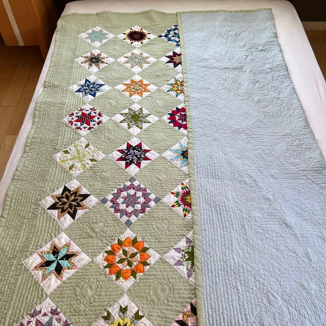 パッチワーク　ベットカバー　マルチカバー　ソファカバー　ハンドメイド