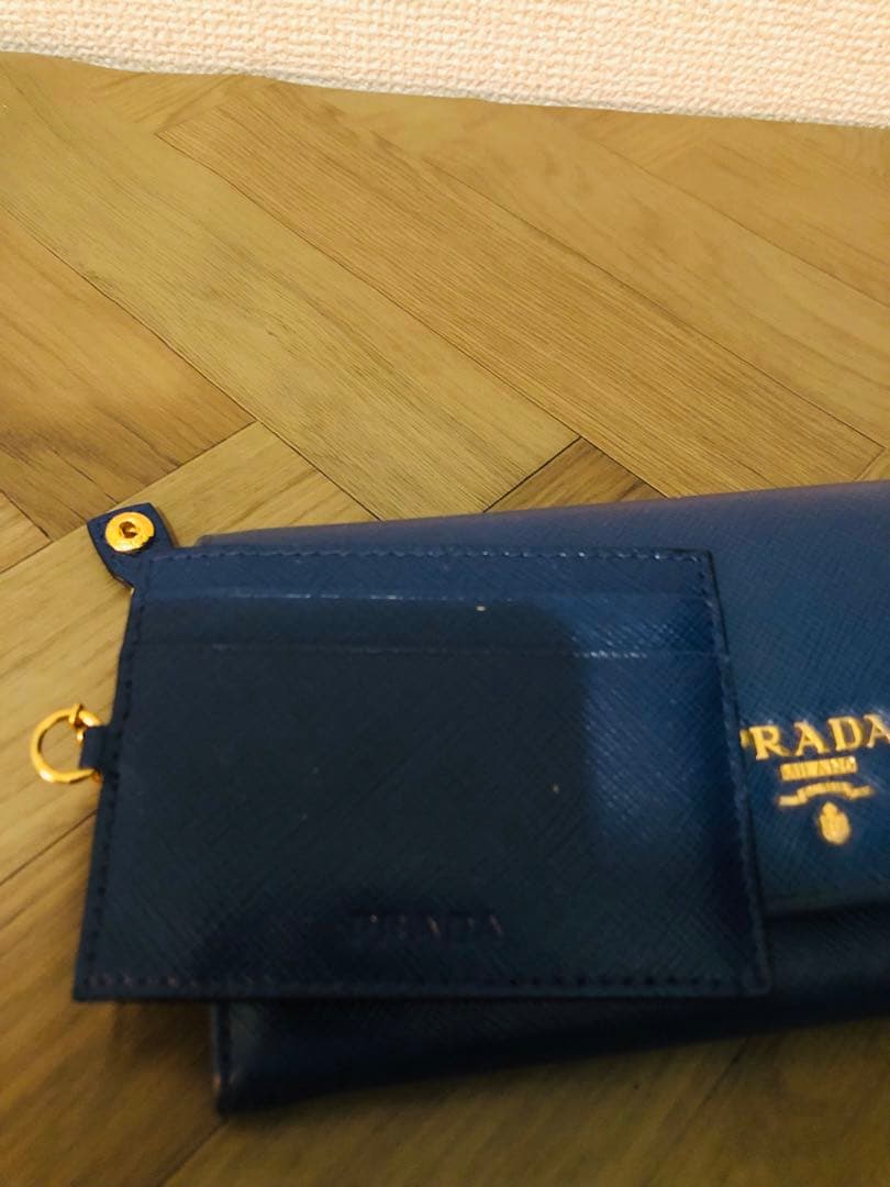 PRADA ネイビー 長財布 ケース付き