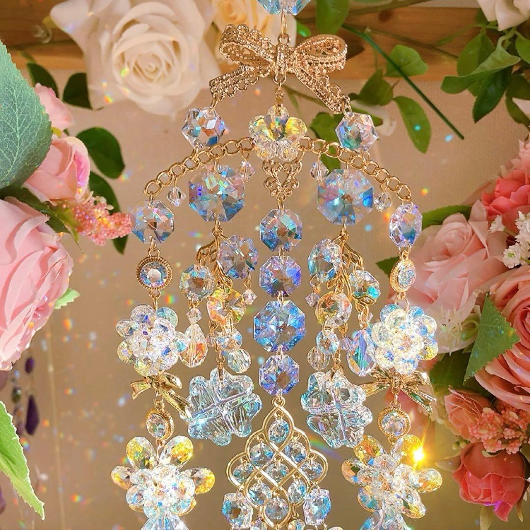 スワロフスキー♡Aurora flower。:.゜ஐ⋆*サンキャッチャー♡