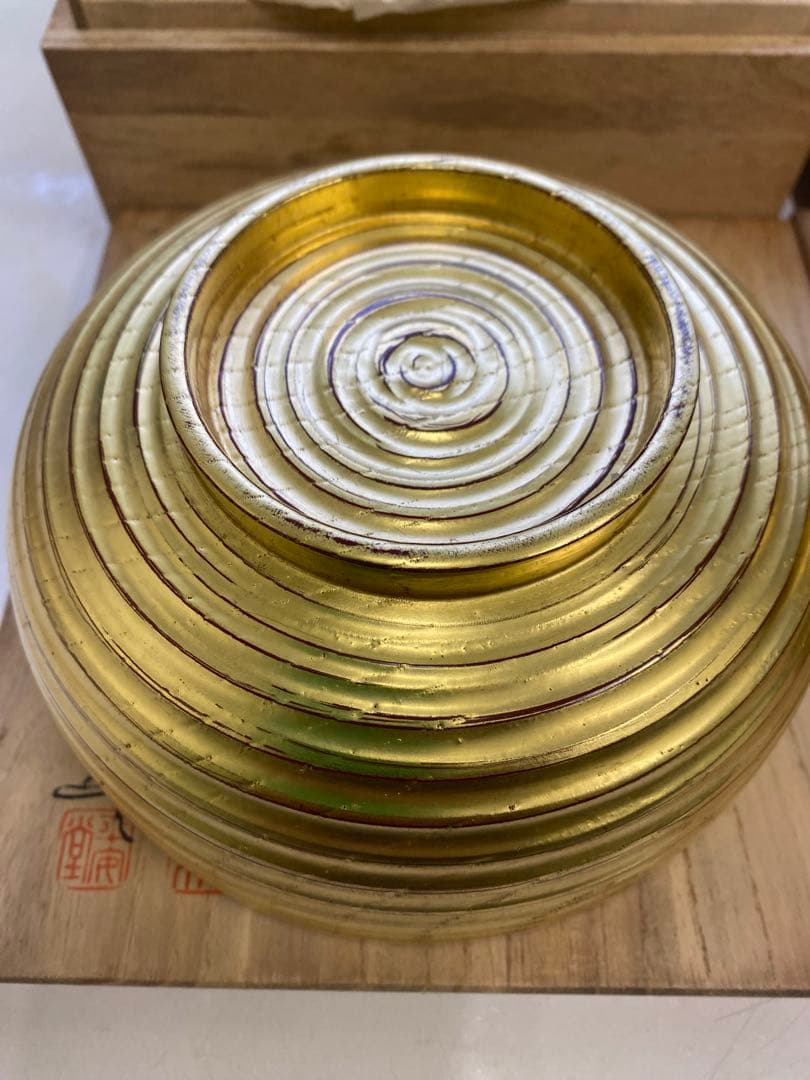 山田平安堂 山田漆器店 金摺 乱挽碗 呉藤友乗 共箱　蓋付き碗　２点まとめ