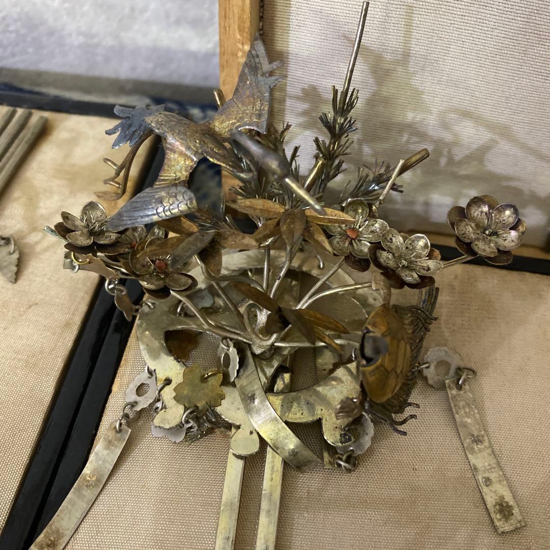 クリスマスセール　櫛細工　珊瑚　鶴亀