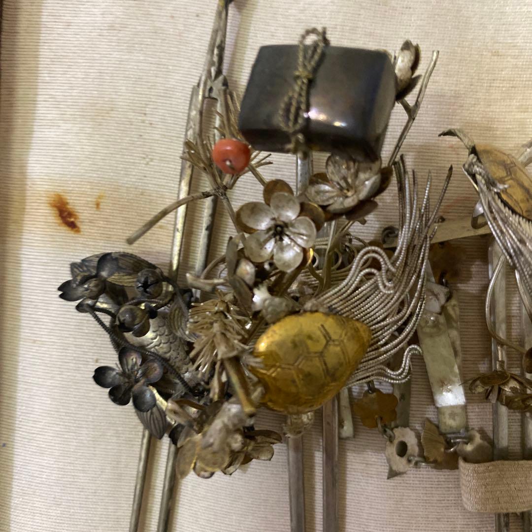 クリスマスセール　櫛細工　珊瑚　鶴亀