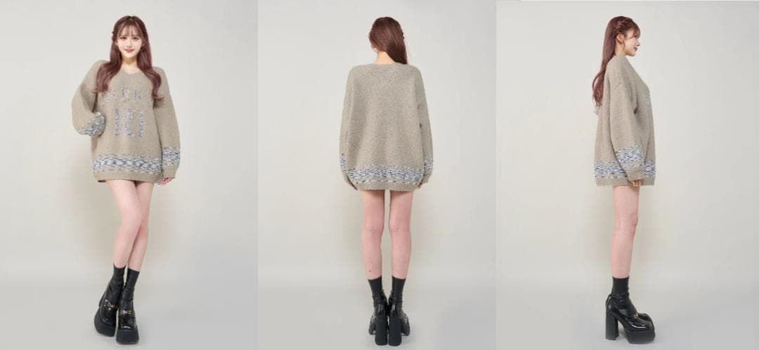 ダーリッチ darich ミックスカラーRDニットチュニック ホワイト