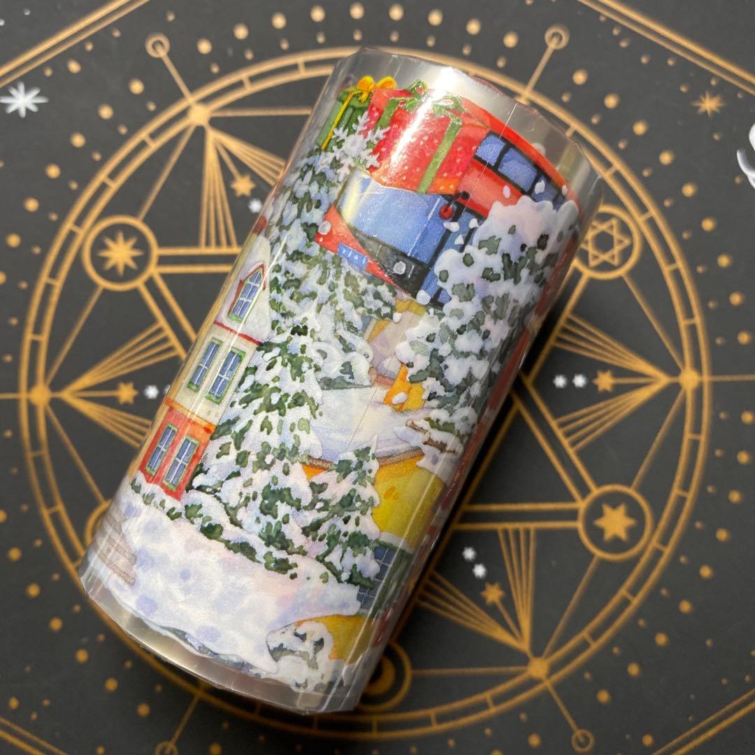 【8921】海外　マステ　5m巻　PETマスキングテープ　景色　冬　トナカイ