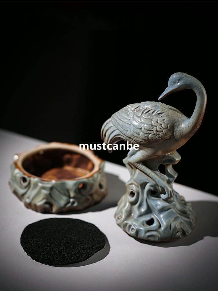 香炉 陶磁器 鶴香炉 室内 書斎 茶室禅香り炉 装飾品 工芸品 置物