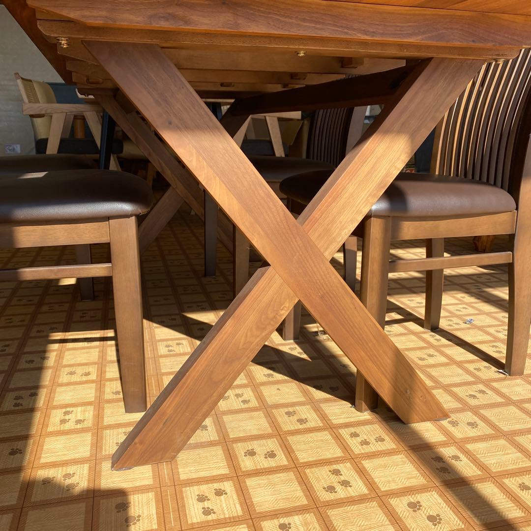 木製長方形ダイニングテーブル X型脚