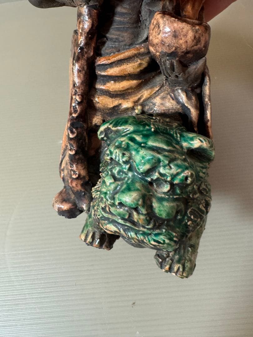 2719 時代物 人物 仙人青獅像　古美術 置物