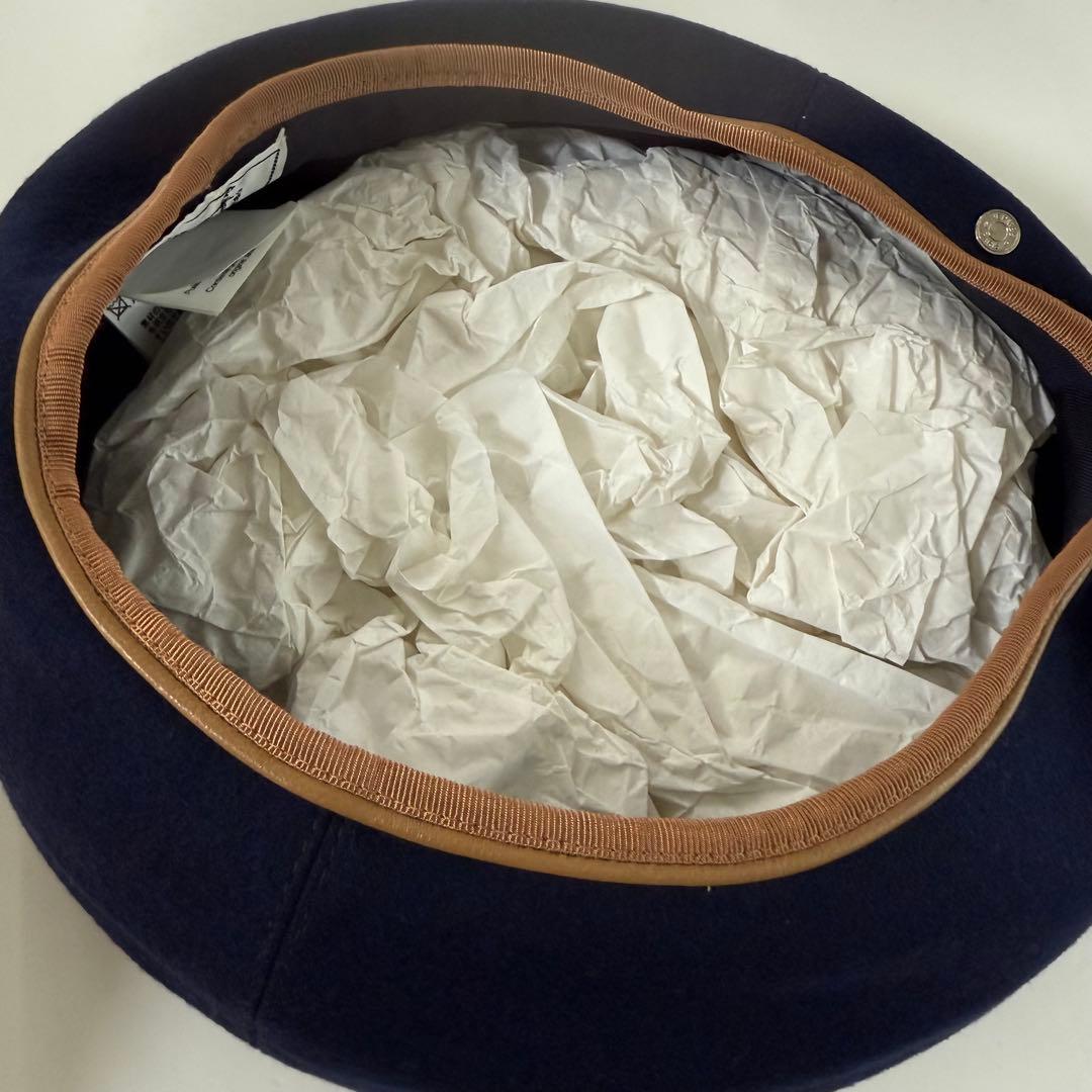 【未使用】正規品 エルメス ベレー帽 サントノーレ 57 マリン シルク100%