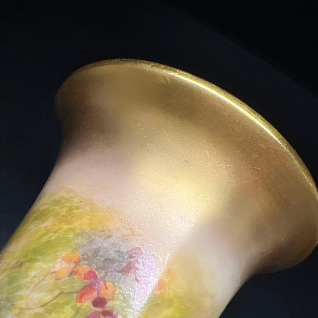 1924年イギリス　ロイヤルウースター　ペインテッドフルーツ花瓶　共箱