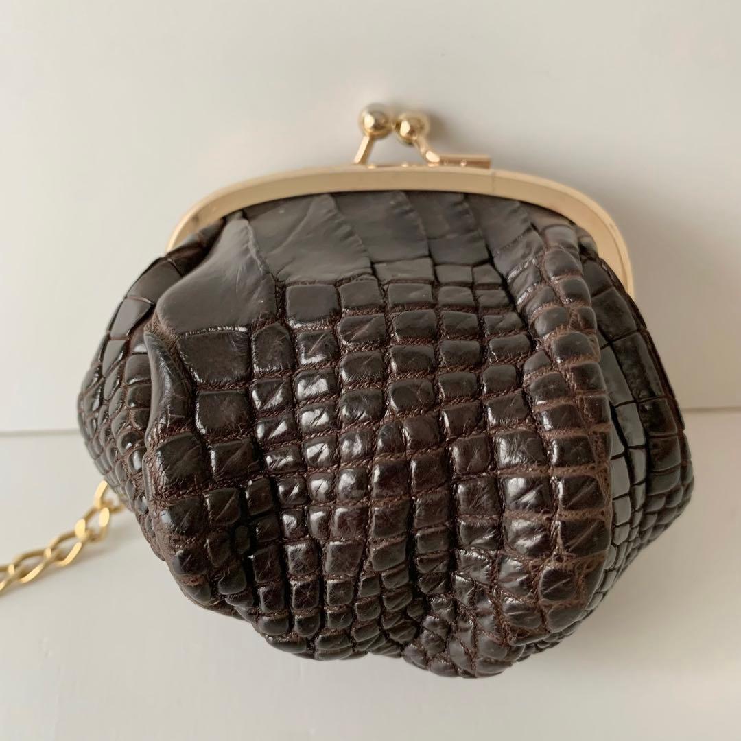 【A.D.M.J.】ケース　がま口　ポーチ　クロコ　ブラウン　ミニポーチ