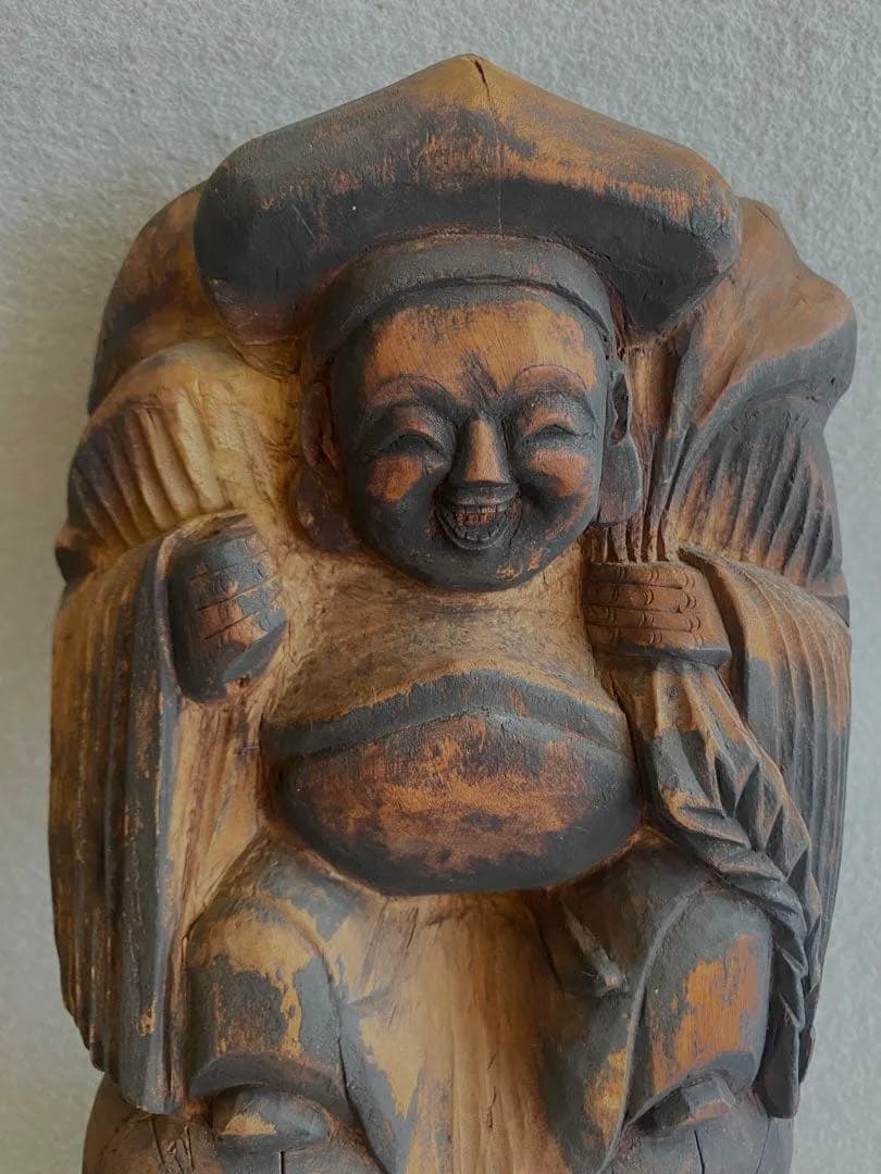 【レトロ】木彫り／恵比寿・大黒天の置物
