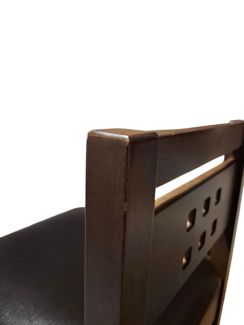 【和モダン】ダイニングチェア 2脚セット ダークブラウン PVCレザー スリム