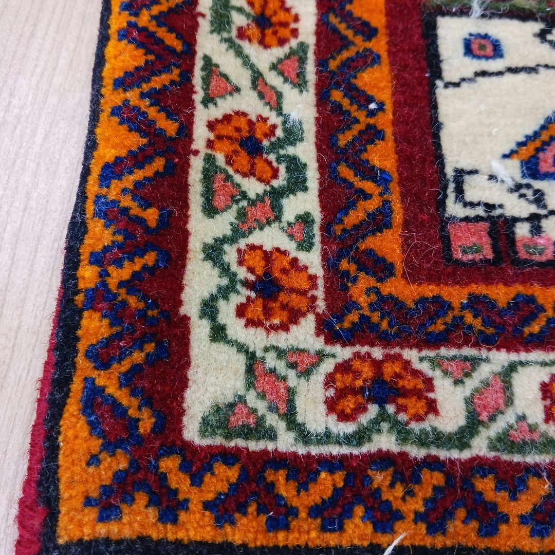 Y3061 ペルシャ絨毯 カシュガイ ウール 手織り 62×64㎝