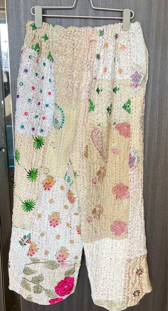 yuruly パッチワークパンツ　カンバディアキルト　ヴィンテージキルト