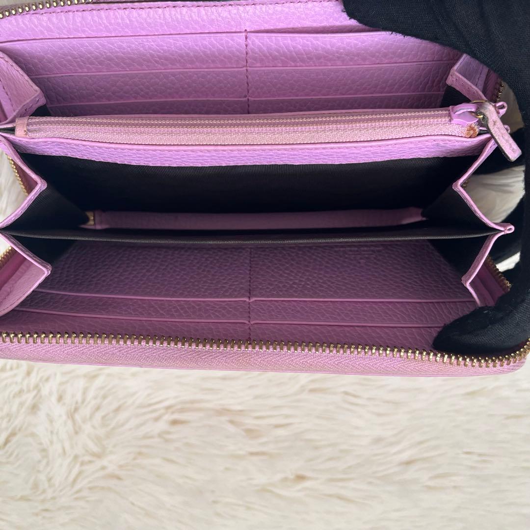 GUCCI ボスコ GGマーモント ジップアラウンドウォレット ピンクレザー