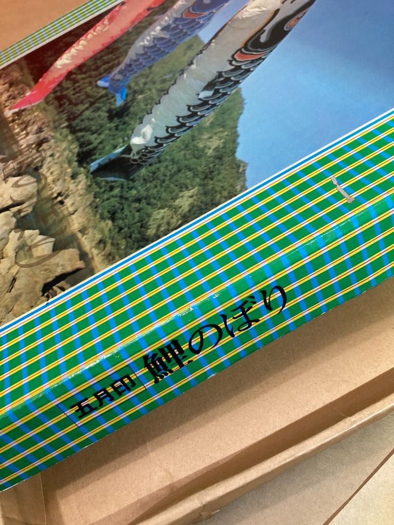 現品限り 希少　太郎鯉 鯉のぼり 赤/黄 5m 目金属製　木綿 新品 昭和レトロ