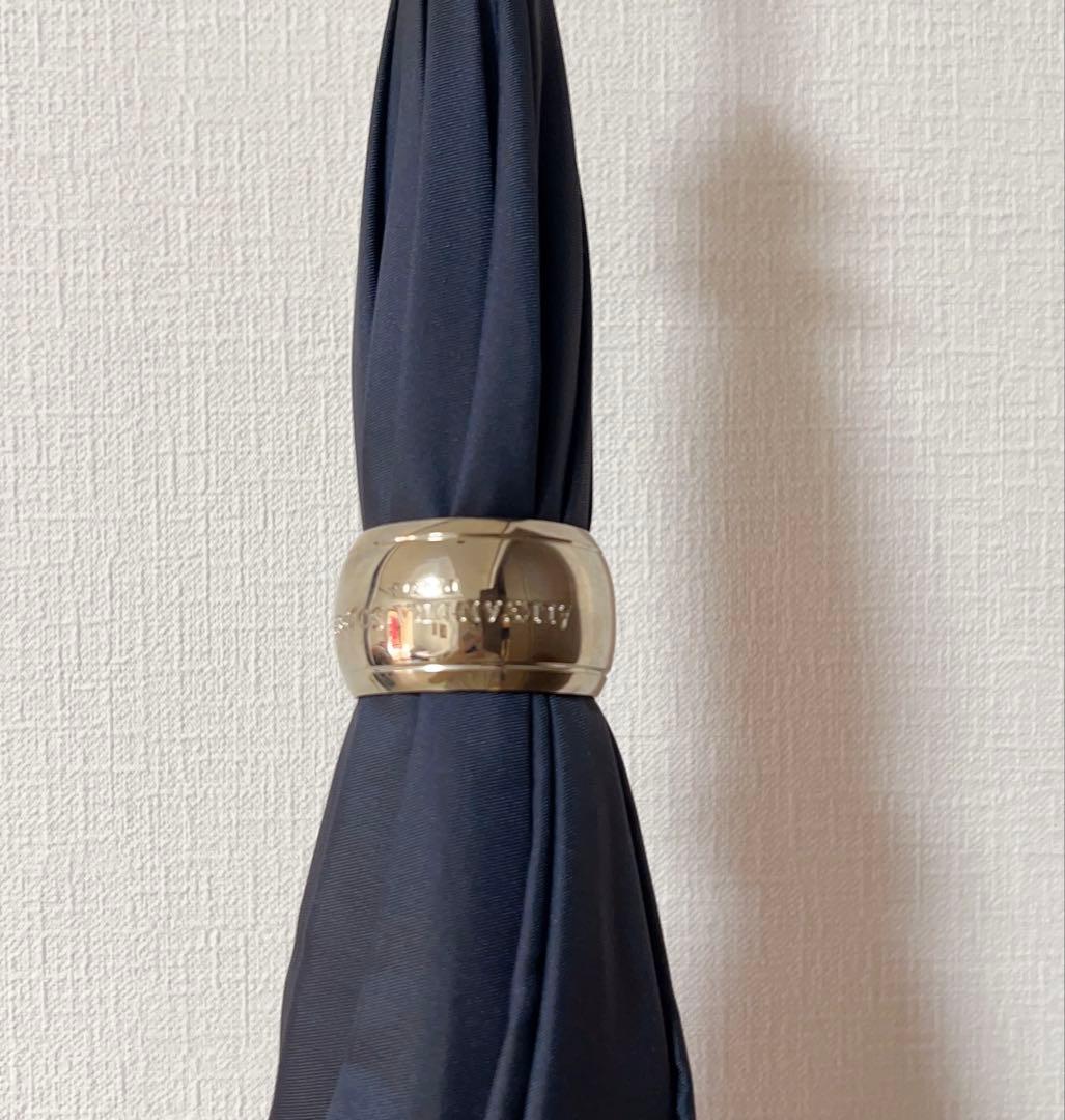 ダークブルー 装飾付き 長傘 晴雨兼用