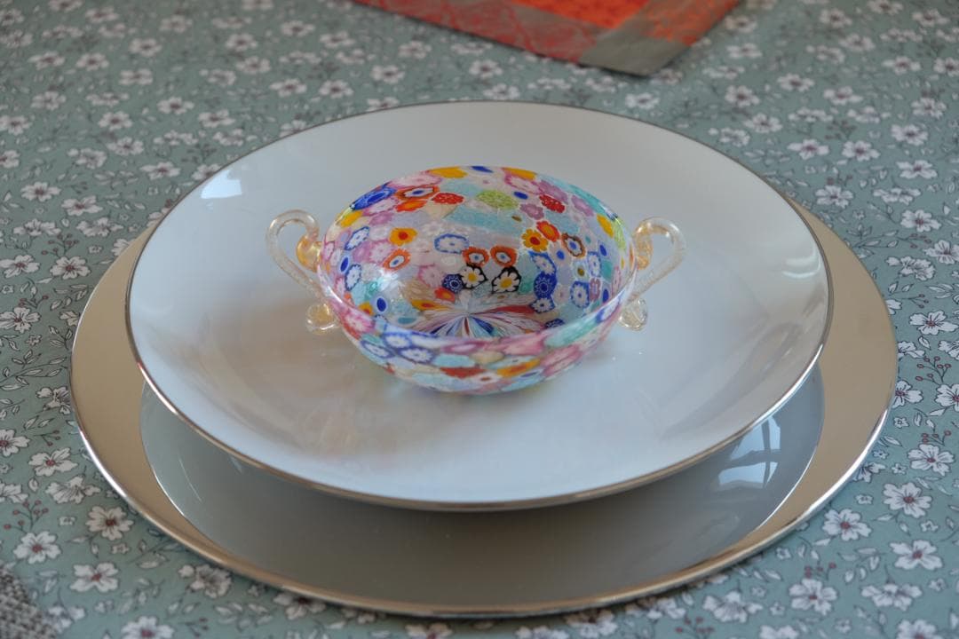 吹きガラス ミルフィオリ 検/プレート/民藝/ワイングラス/舩木倭帆/江波冨士子