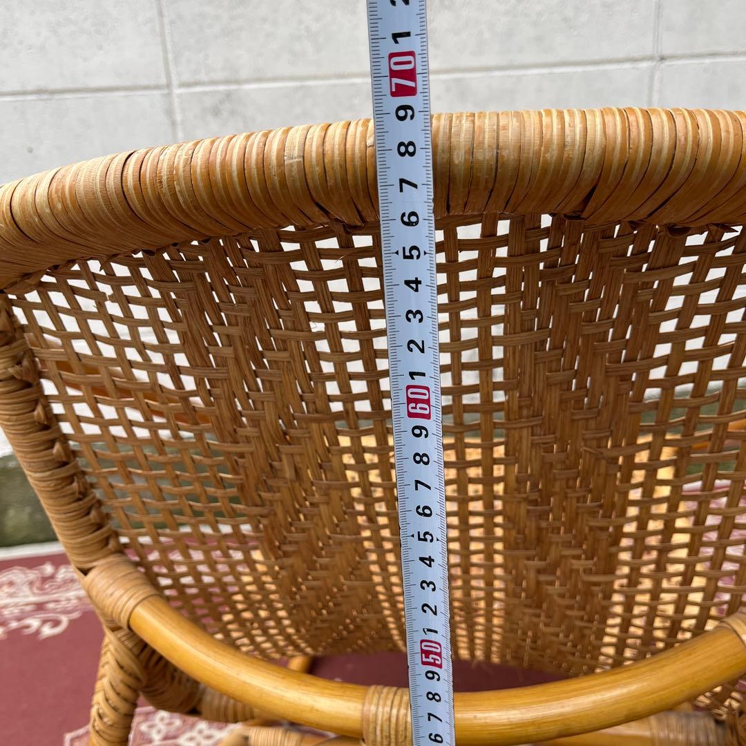 古家具ナチュラル天然素材◾️籐ラタンフレーム ラタンチェア 椅子 アームチェア B