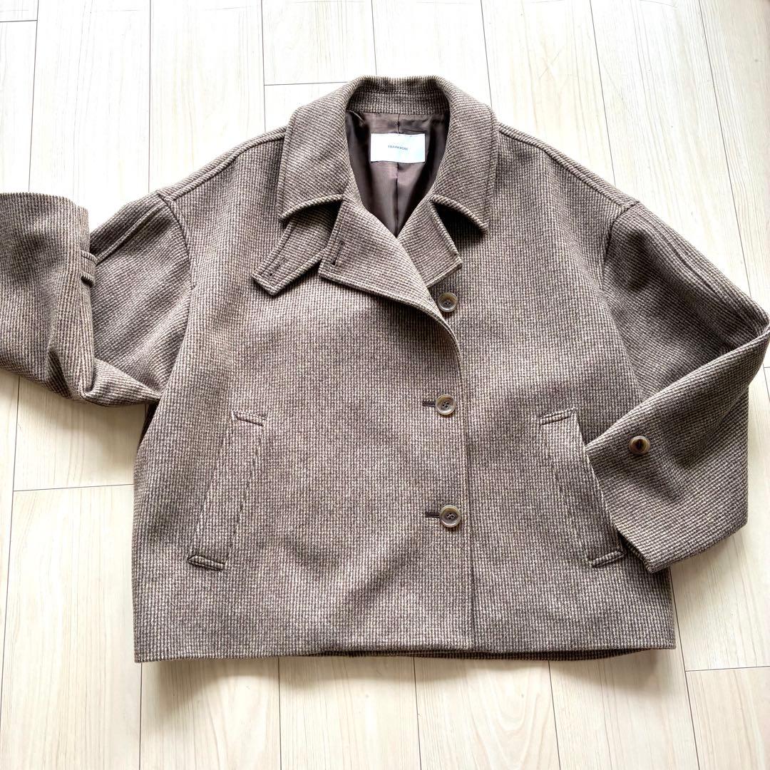 未使用級✨ FRAMeWORK ピンチェックバルカラーショートコート ブラウン