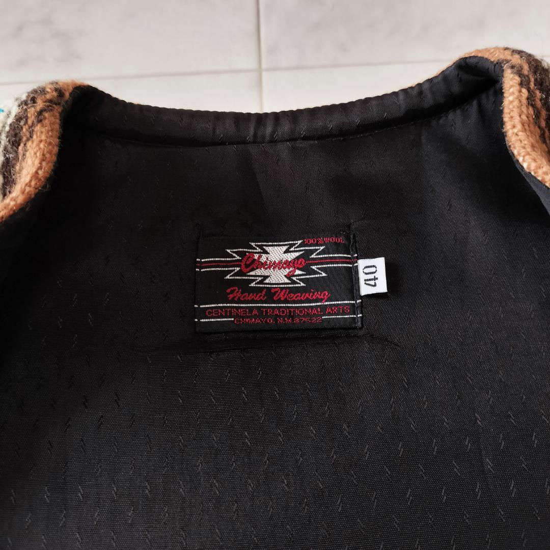 希少レア柄 センチネラ 40 ポインテッドチマヨベスト 裏地付き ブラウン L