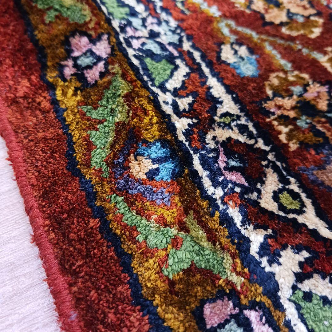 Y3253 インド絨毯 シルク×コットン 手織り 186×119㎝ マット