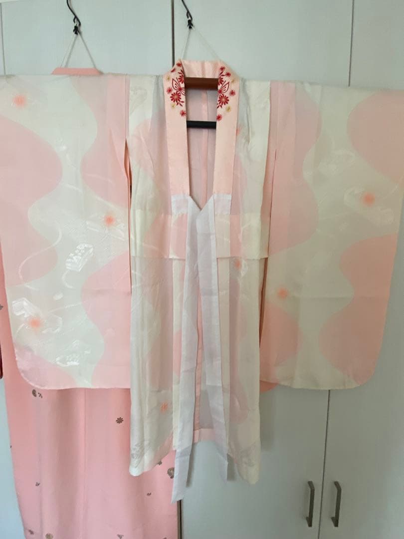 7歳七五三お着物　正絹　縮緬地　長襦袢