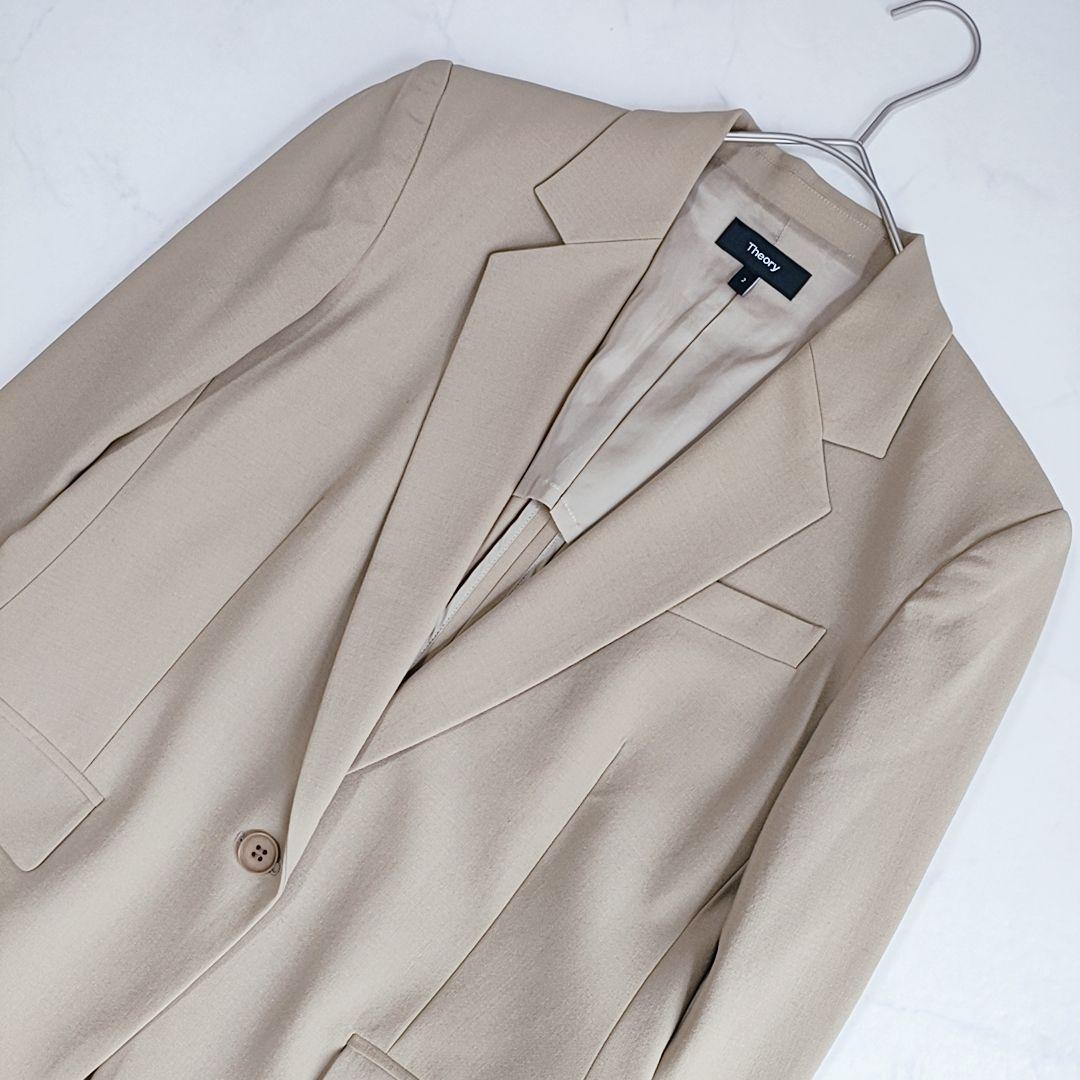 美品✨セオリー 薄手 ウール テーラードジャケット ベージュブラウン M