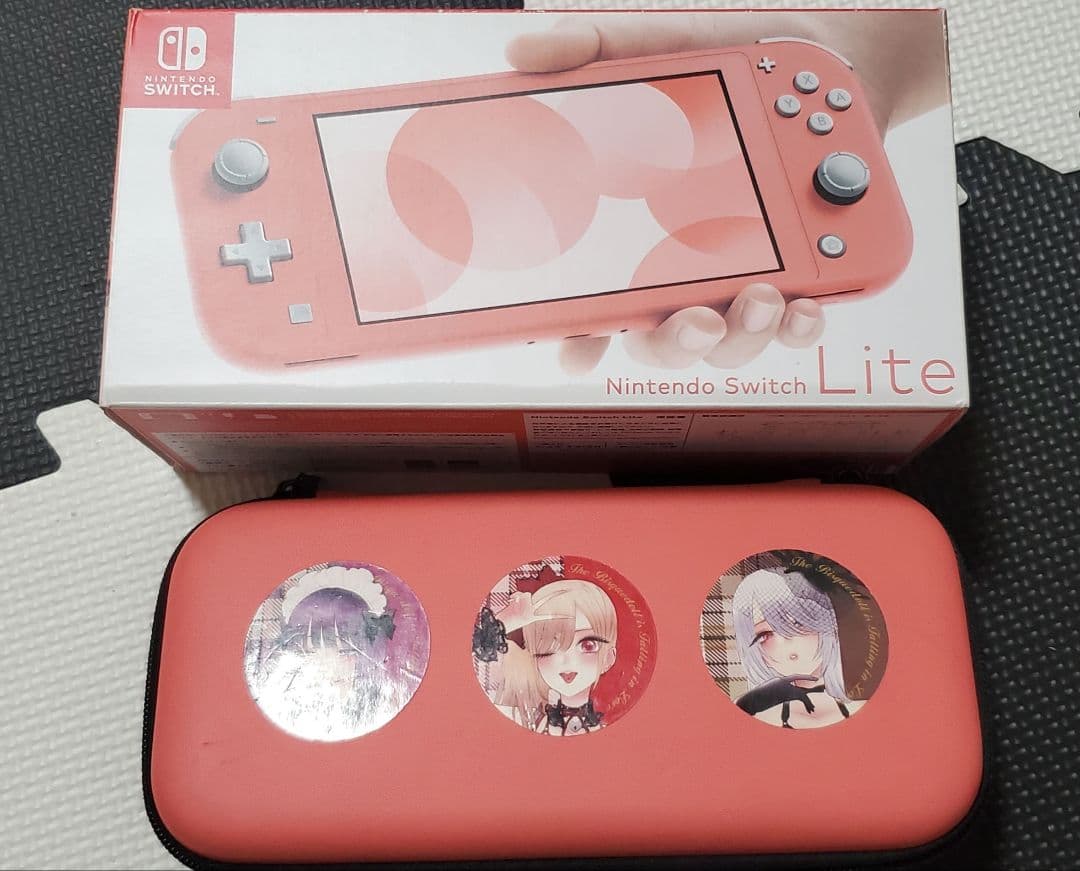 スイッチライト本体コーラルピンク+ケース+フリップカバー付き