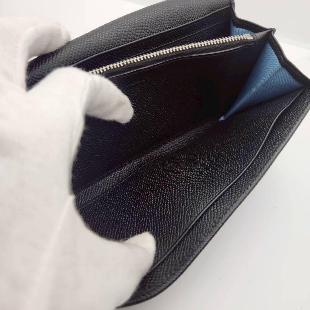 極美品 ブルガリ 長財布 二つ折りロゴクリップ ブラック レザー