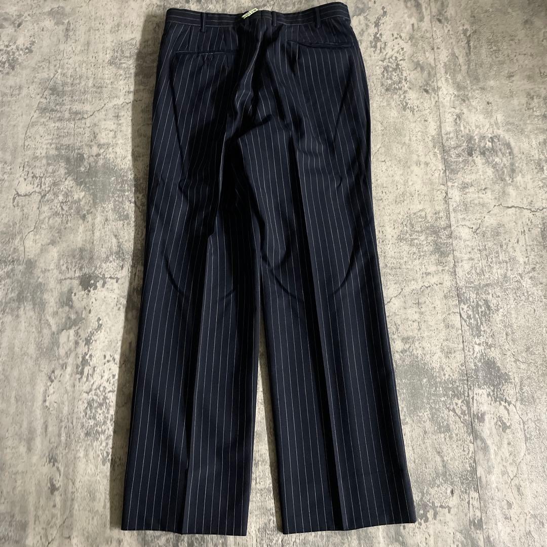 極美品 極上ウール GUCCI ネクタイ ストライプ ダブルブレストスーツ 漆黒