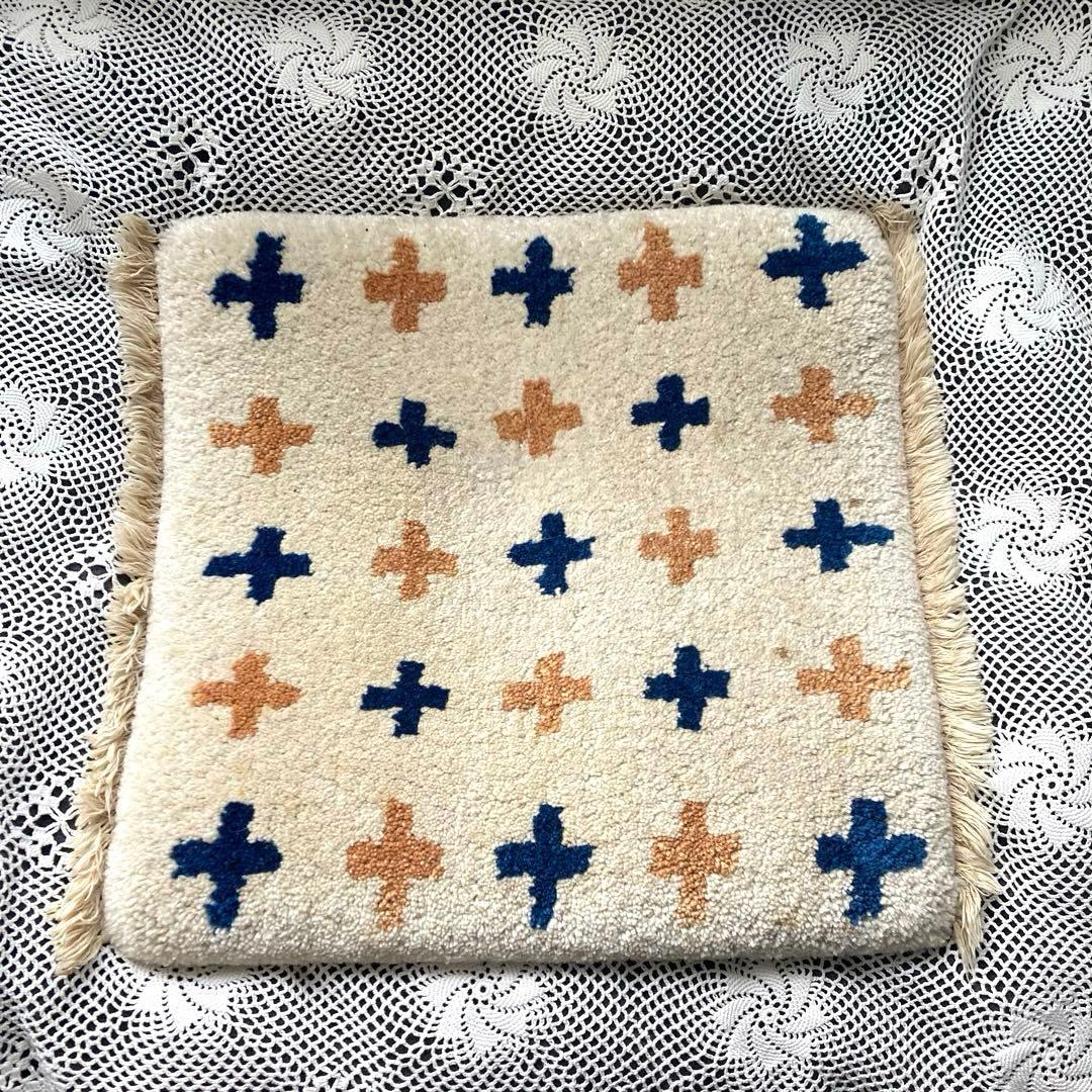 MUNI 十字模様 フリンジ付きチェアラグ5枚セット バラ売り不可