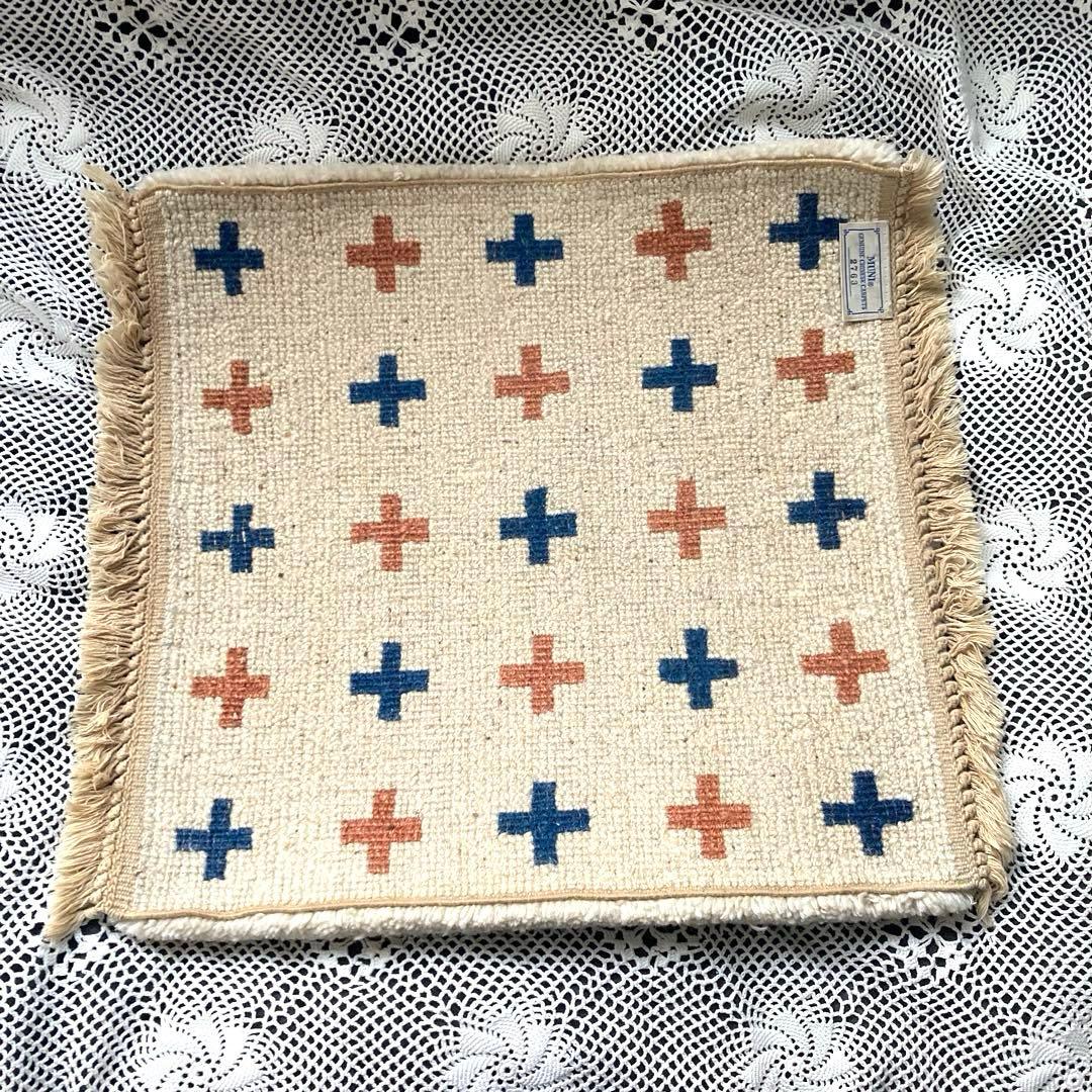 MUNI 十字模様 フリンジ付きチェアラグ5枚セット バラ売り不可