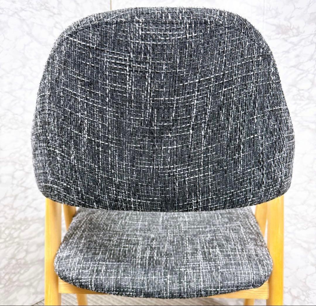 ダイニングチェア 椅子 一脚 ブラス 木製脚 ブラック ダークグレー系 張地　①