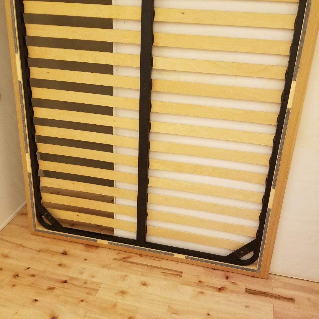 【貴重:廃盤】無印良品　ダブルベッドフレーム　タモ材　木製ベッド　すのこベッド