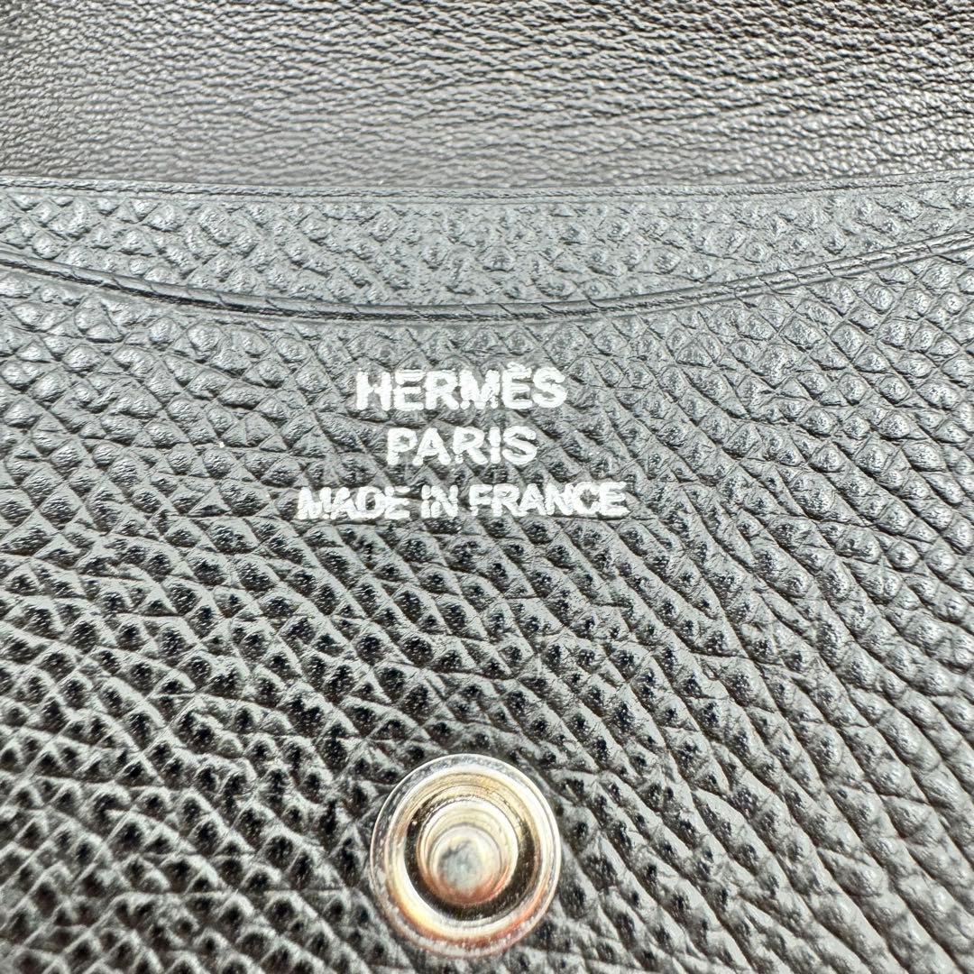 極美品✨HERMES 名刺入れ　セリエボタン ブラック　I刻印　レザー